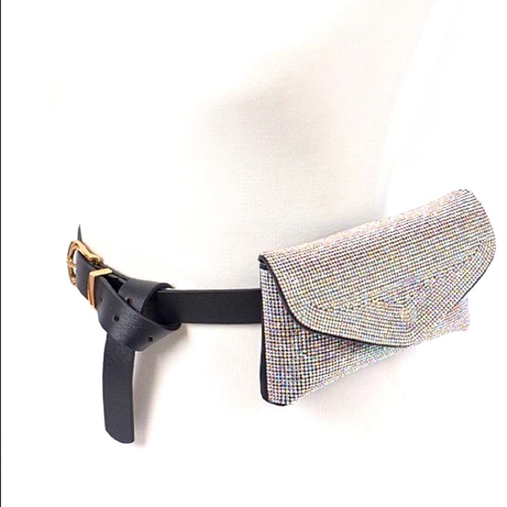 Bling Crystal Bling Studded Clutch Belt Bag